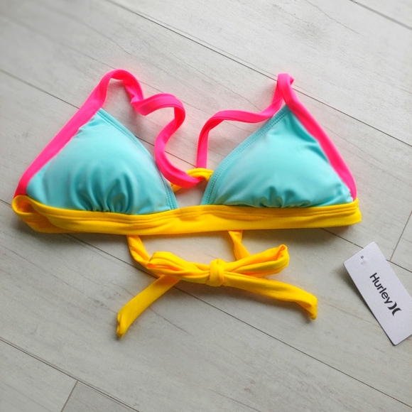 HURLEY NEW Color Block Triangle Bikini Top & V Bottoms - Picture 2 of 11